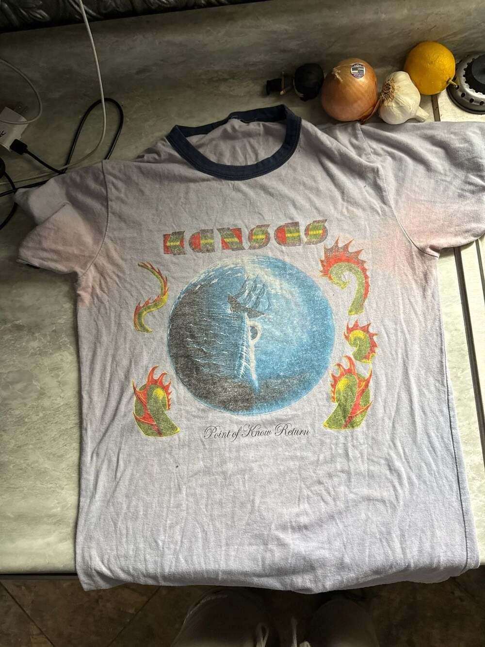 Vintage 1970s Kansas Point of Know Return Band Ringer T-Shirt
